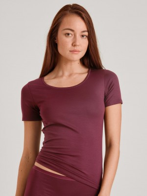 Biancheria Intima Donna Calida Natural Comfort Shirt Shortsleeve Rosse | 5938-OZCIG
