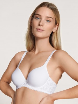 Biancheria Intima Donna Calida Natural Comfort Lace Spacer Bra Weiss | 2087-HYUTM