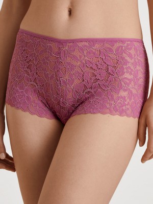 Biancheria Intima Donna Calida Natural Comfort Lace Shorty Regular Cut Rosse | 5746-LWABS