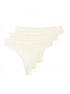 Biancheria Intima Donna Calida Natural Skin String, 3-pack Bianche | 3167-OASLH