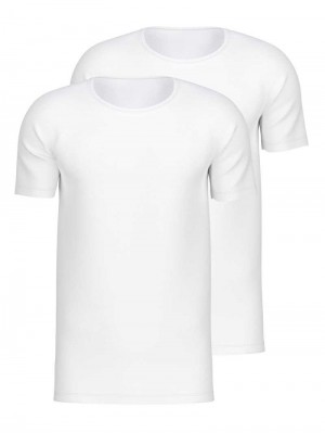 Biancheria Intima Uomo Calida Natural Benefit T-shirt, Two-pack Weiss | 5483-BAYVJ