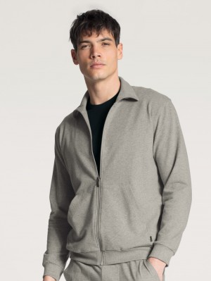 Loungewear Uomo Calida Remix Basic Lounge Jacket Carbon Melé | 3976-PNJBK