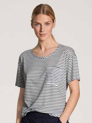Pigiami Donna Calida Circular Sleep Shirt Short Sleeve, Cradle To Cradle Certified® Corallo Blu | 0971-OSTEL