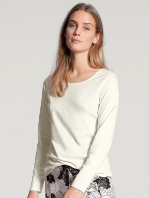 Pigiami Donna Calida Favourites Dreams Shirt Long Sleeve Bianche | 0937-GWQBF