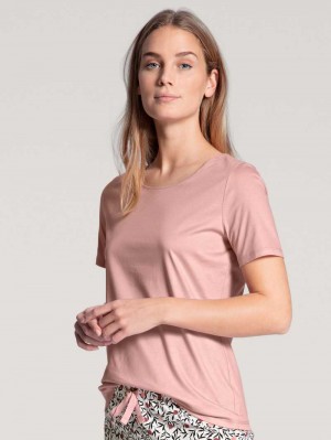 Pigiami Donna Calida Favourites Dreams Shirt Short Sleeve Rosa | 9708-LKXUP