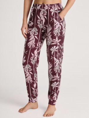 Pigiami Donna Calida Favourites Ground Pants With Cuffs Blu Reale Rosse | 8432-XGBIJ