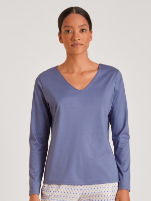Pigiami Donna Calida Favourites Lavender Shirt Long Sleeve Viola | 1362-PIQVM