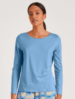 Pigiami Donna Calida Favourites Paisley Shirt Long Sleeve Blu | 6129-IQUSG