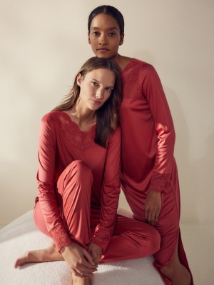 Pigiami Donna Calida Glamorous Nights Pyjama Rosse | 7953-PEUVS