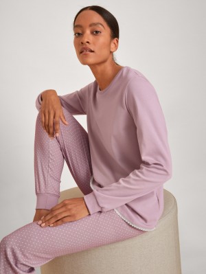 Pigiami Donna Calida Midnight Dreams Pyjama With Cuff Mauve Shadow | 5642-ISRFM