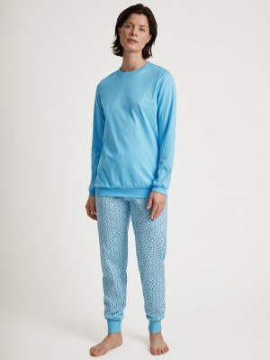 Pigiami Donna Calida Special Pyjama With Cuff Blu | 1783-MKFXL