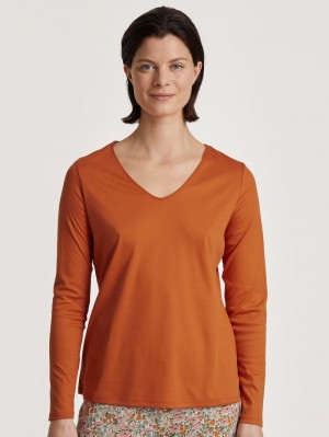 Pigiami Donna Calida Special Shirt Long Sleeve Smoked Paprika | 2036-DLOKR