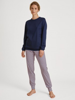 Pigiami Donna Calida Sweet Dreams Cuffed Pyjamas Blu Scuro | 4853-KWRLZ