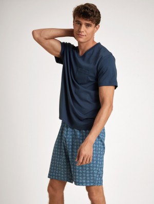 Pigiami Uomo Calida Relax Streamline 2 Short Pyjama Blu | 1054-UKDLB