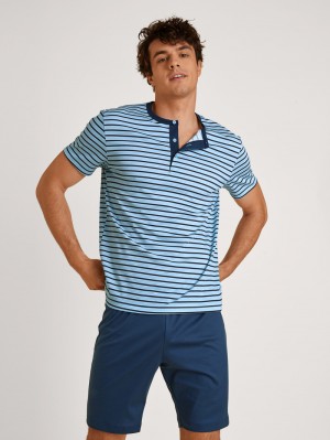 Pigiami Uomo Calida Relax Streamline 4 Short Pyjama Blu | 3249-JETPM