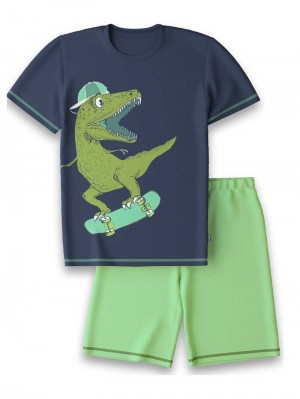 Pyjama Bambino Calida Kids Dino Short Pyjama Blu | 3564-FIHXJ