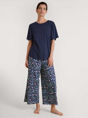 Summer Oufits Donna Calida Flamingo Dreams 7/8 Pyjama Blu Scuro | 8932-SOZHC