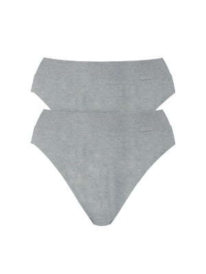Yoga Donna Calida Elastic Brief With Soft Waistband In Double Pack, High Waist Stone Melange | 1905-CXPSW
